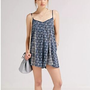 BOG Collective Print-Mix Waistless Romper Blue Size Xs